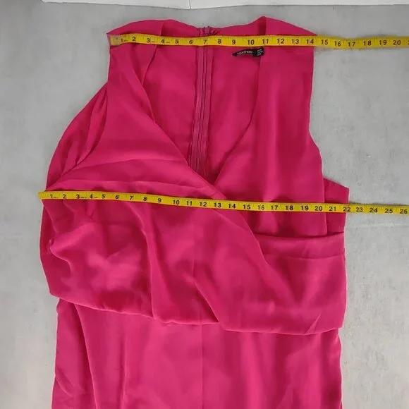 Boohoo Plus Hot Pink Sleeveless Draped Wrap Midi Dress V Neck Women's Size 20 - Picture 8 of 12